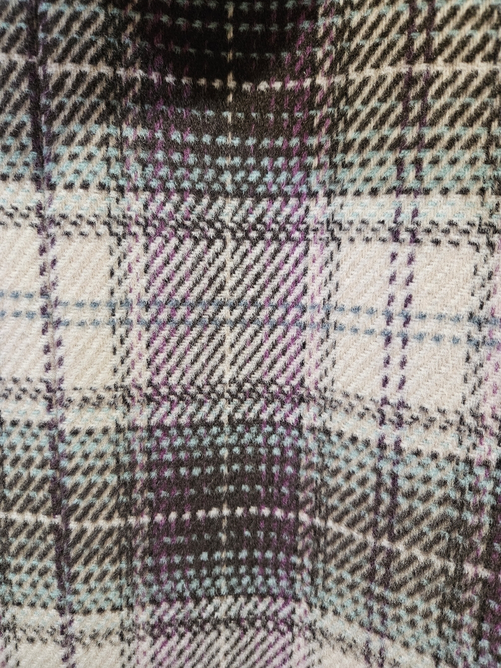 Eddie Bauer Cream Plaid Coat with Purple Accents - Picture 5 of 6
